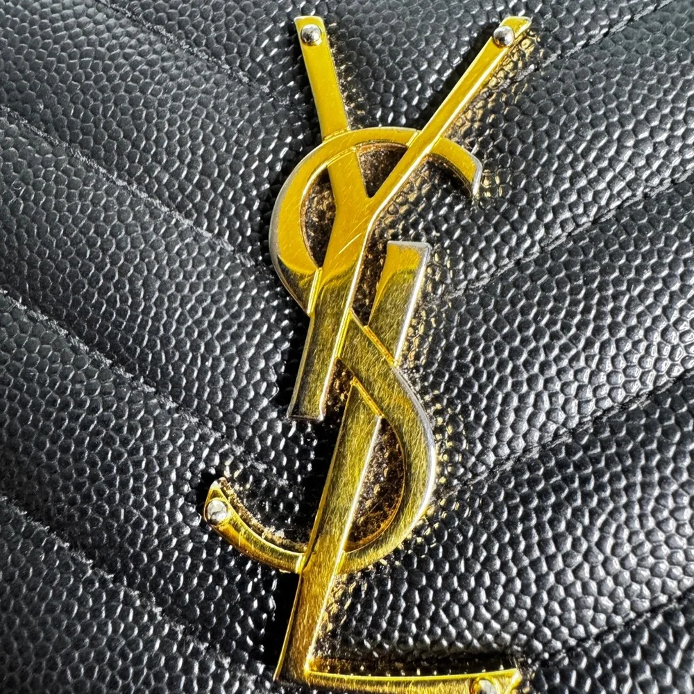 YSL Black Quilted Zip Wallet